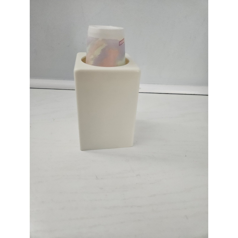 Vintage Dixie‎ Bathroom Cup Pop Up Dispenser Holder Beige Plastic for 3 oz Cups